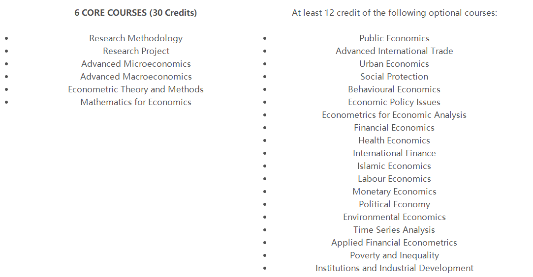 马来西亚大学经济学课程规划解析
