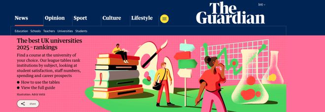 2025年卫报英国最佳大学排名发布！