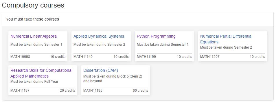爱丁堡大学计算应用数学硕士包含哪些课程？