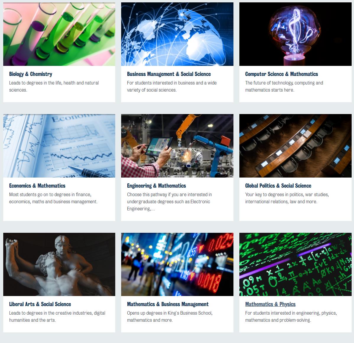 伦敦大学国王学院预科包含哪些课程？