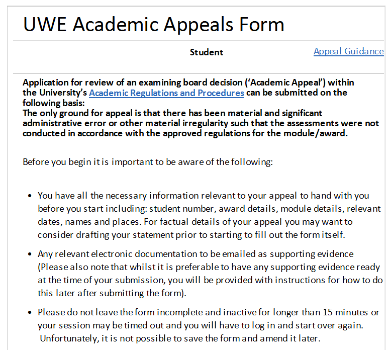 西英格兰大学本科挂科申诉流程