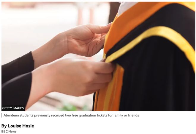参加毕业典礼要花钱？英国阿伯丁大学向学生家庭收取观礼费用