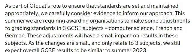 GCSE三学科评分标准发生变化 